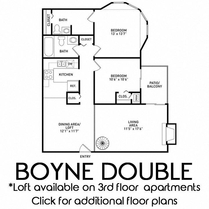 Floor plan for 2 beds, 1.5 baths, 1210 sqft